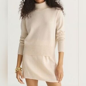 J Crew Italian Cashmere Turtleneck Sweater Top Tan Beige Size XS